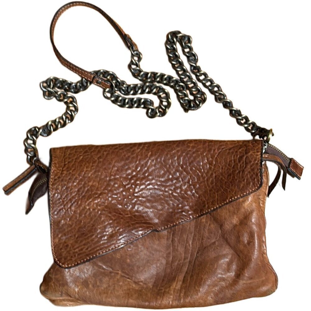 Maxon Collection Pebbled Leather Crossbody Italy Distressed old world boho vibe